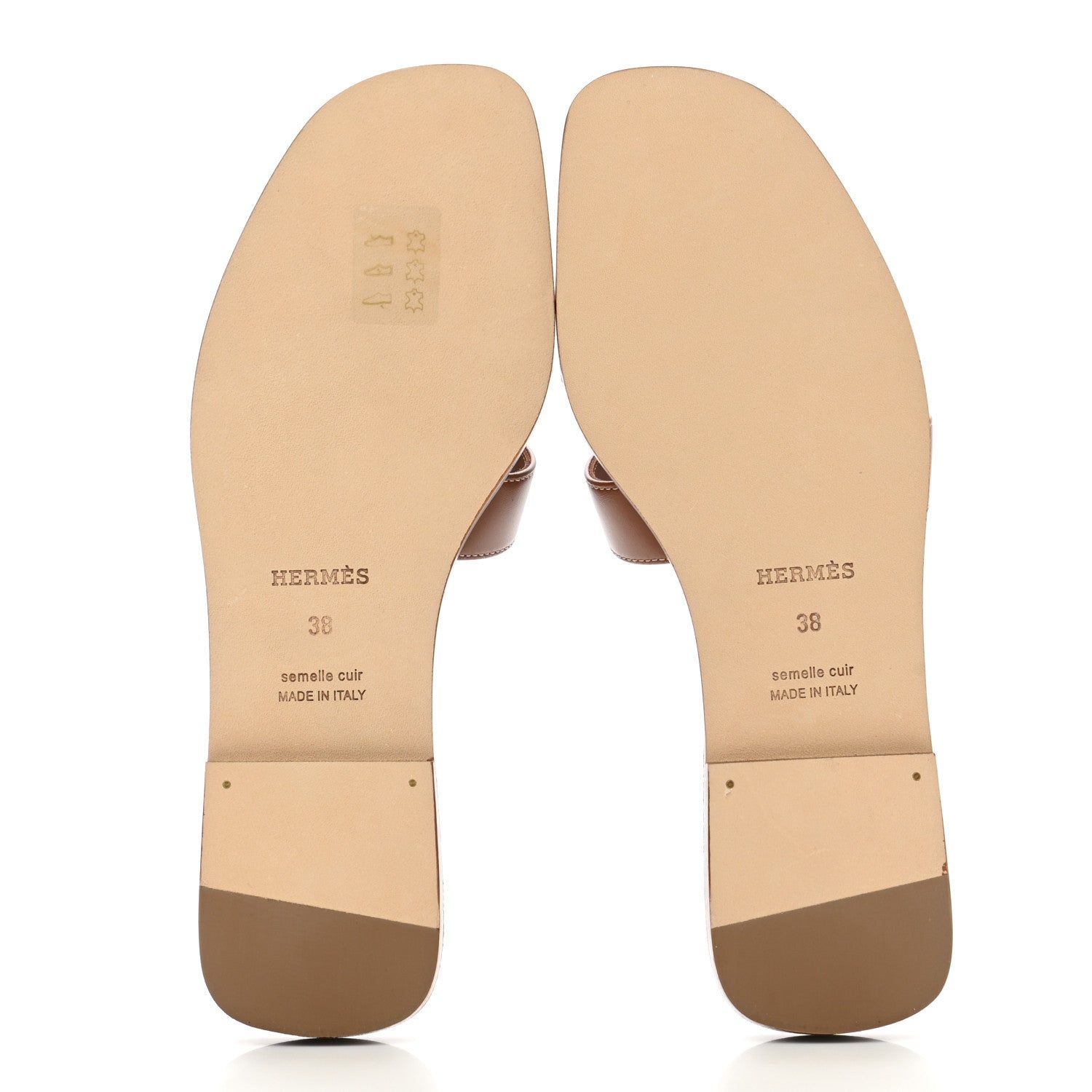 Hermes Box Calfskin Oran Sandals 38 Gold 5 of 11