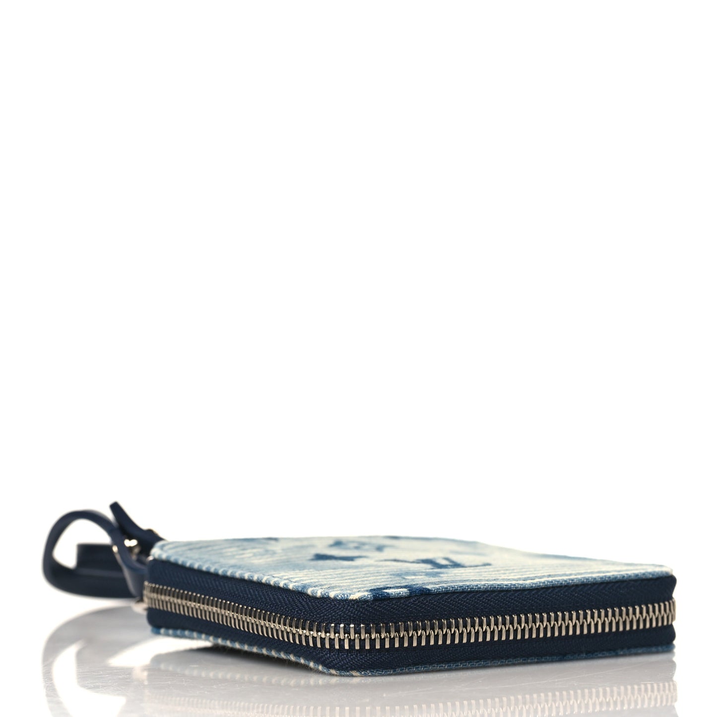 Hickory Stripes Denim Monogram Watercolor Wallet On Strap Blue
