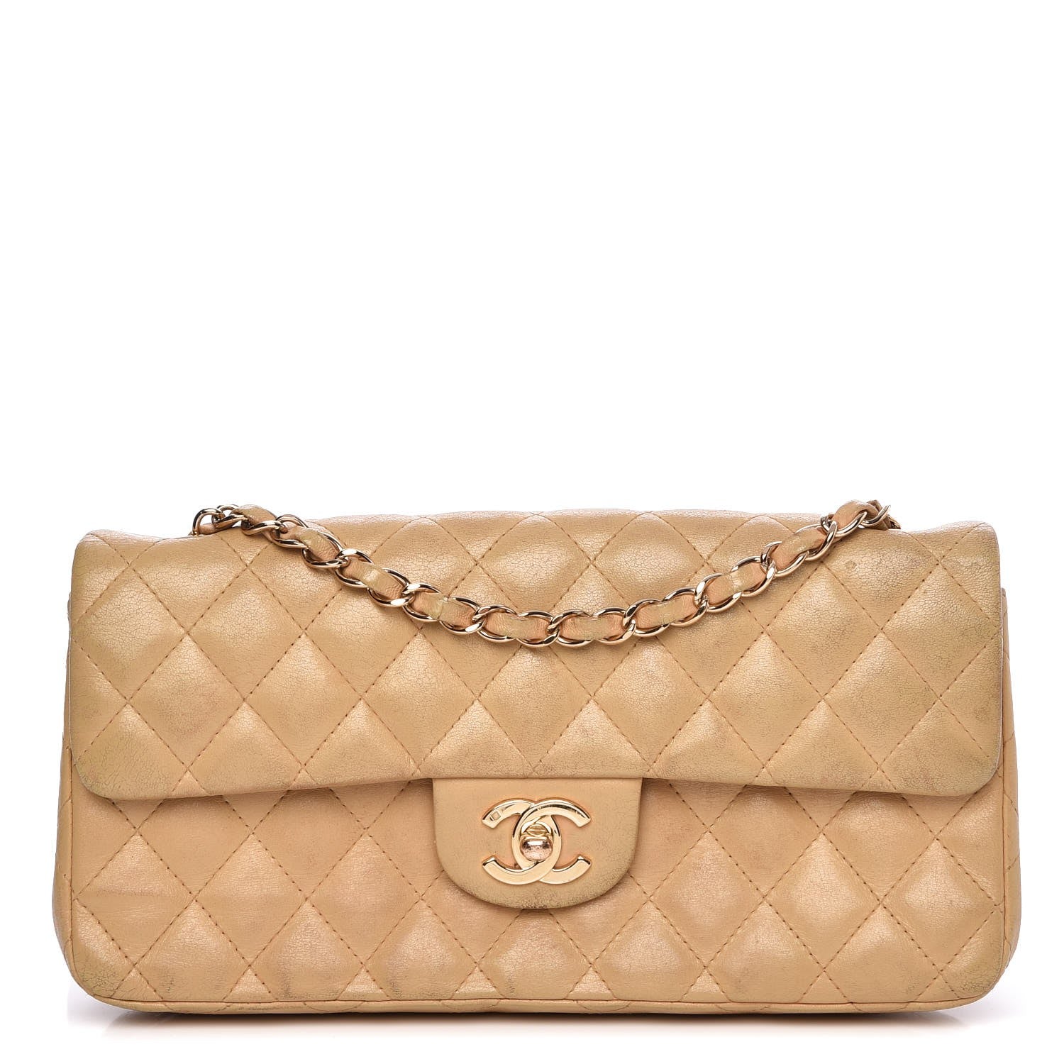 Chanel Lambskin Quilted East West Flap Beige 1 of 17