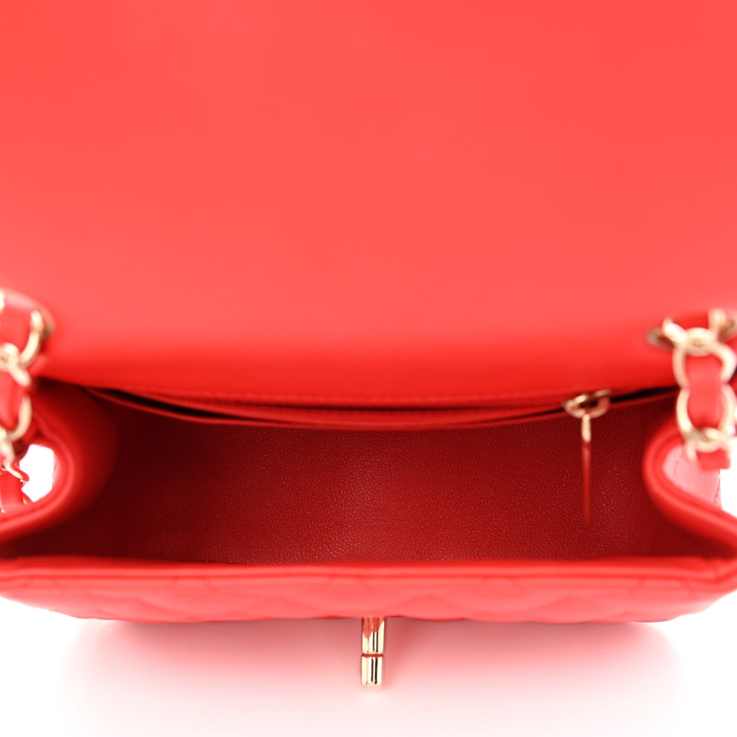Lambskin Quilted Mini Square Flap Red