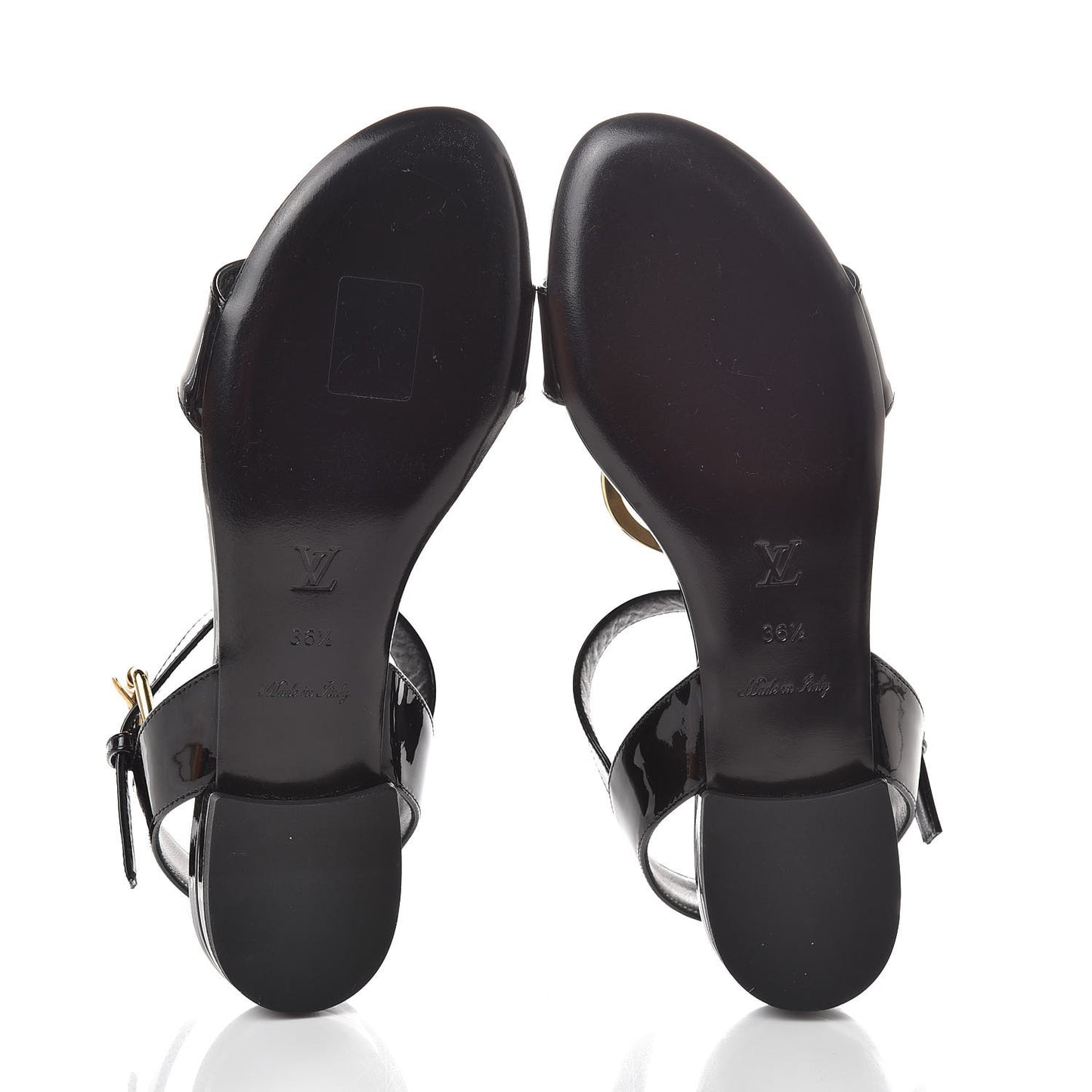 Patent Logo Flat Sandals 36.5 Black