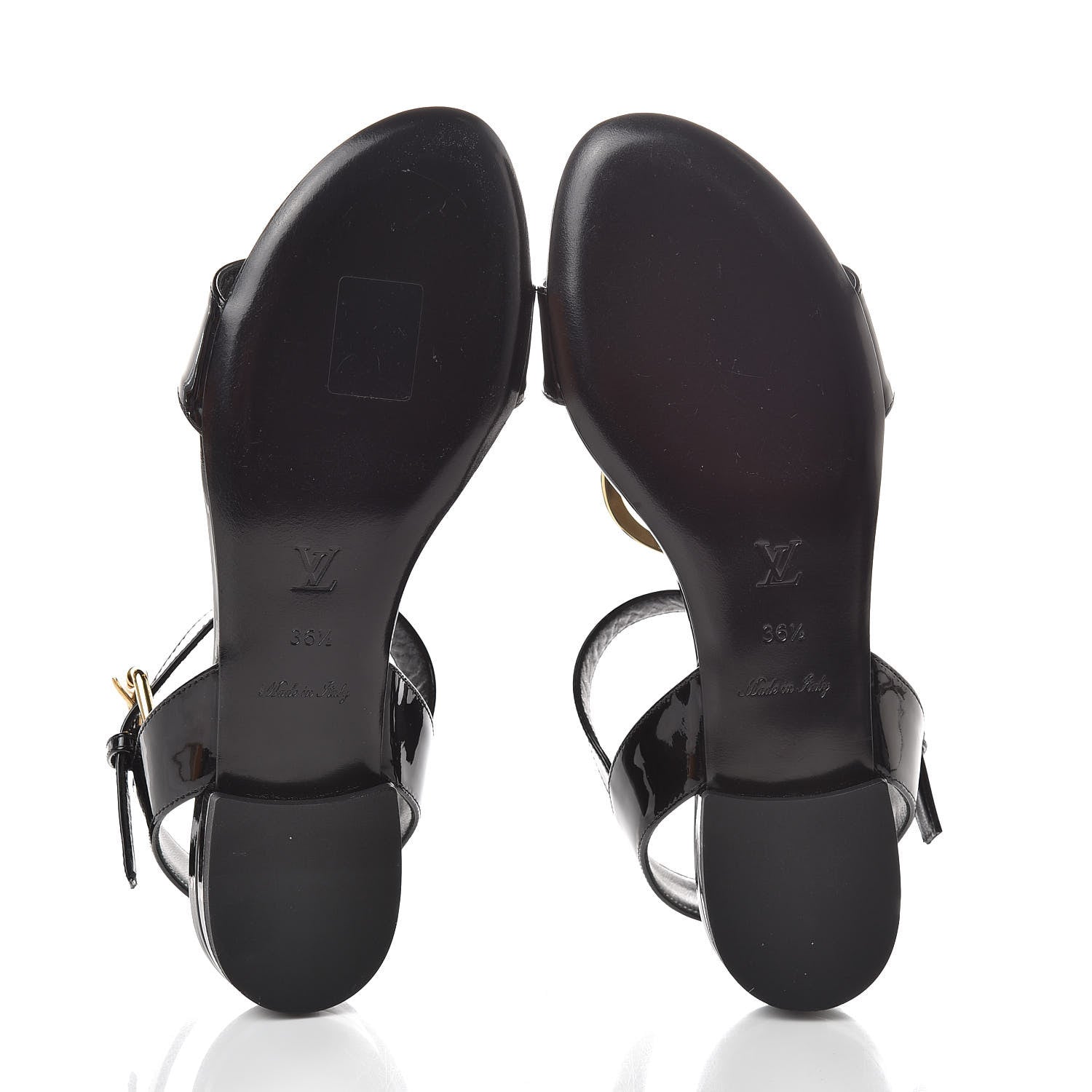 Louis Vuitton Patent Logo Flat Sandals 36.5 Black 8 of 9