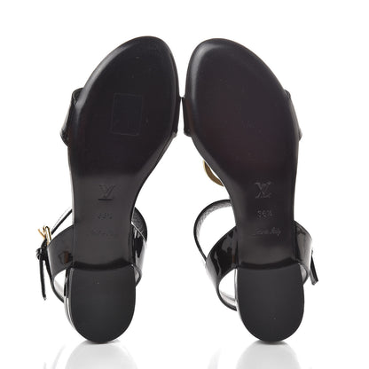 Louis Vuitton Patent Logo Flat Sandals 36.5 Black 8 of 9