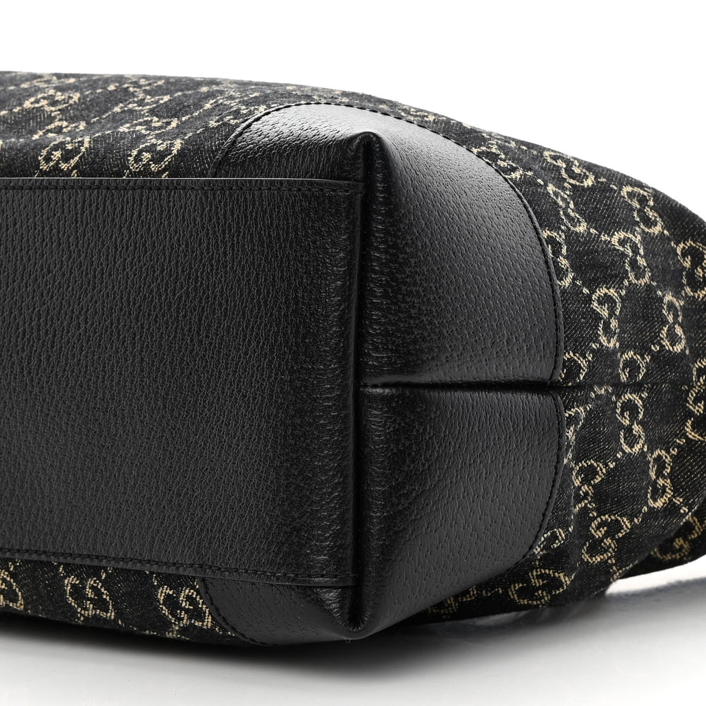 Jacquard Black Denim GG Monogram Medium Ophidia Shopping Tote Black Ivory