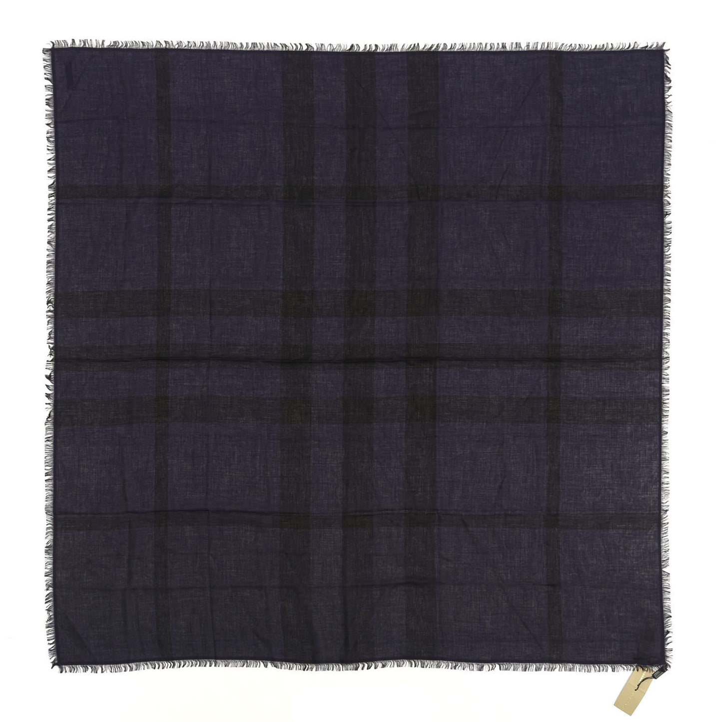 Modal Wool Overdyed Chambray Check Square Scarf Dark Purple