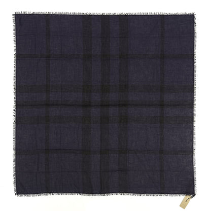 Burberry Modal Wool Overdyed Chambray Check Square Scarf Dark Purple 1 of 2