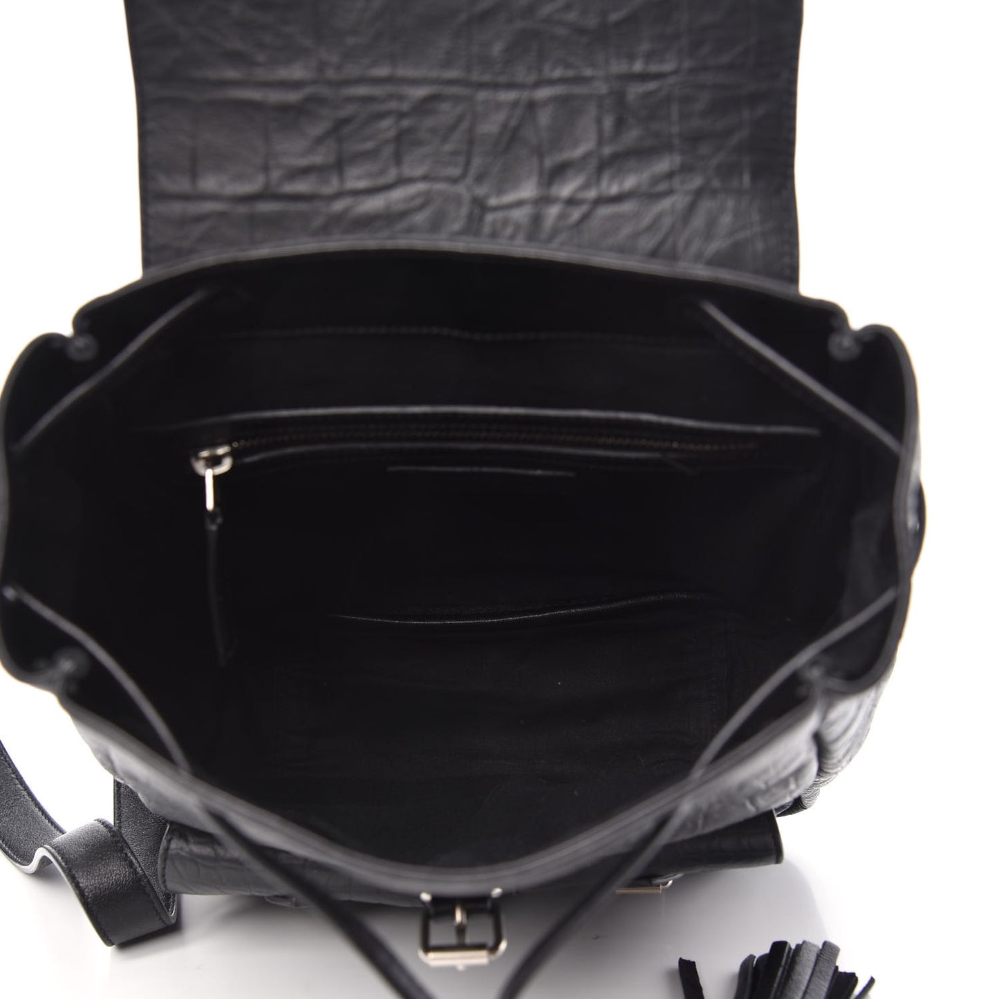 Crocodile Embossed Lambskin Festival Backpack Black