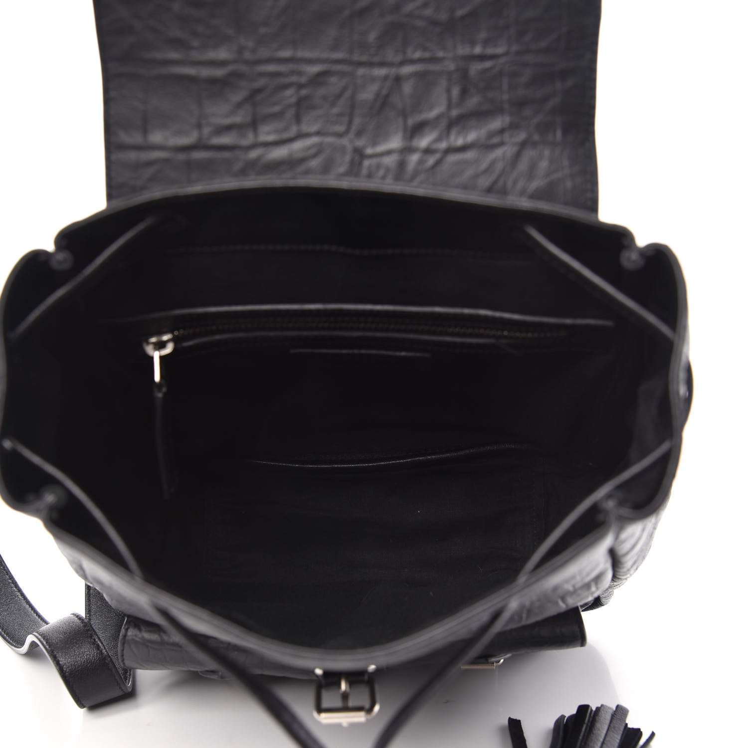 Saint Laurent Crocodile Embossed Lambskin Festival Backpack Black 4 of 8