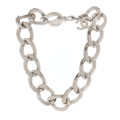 Chanel Metal Chain Link CC Choker Necklace Silver 3 of 6