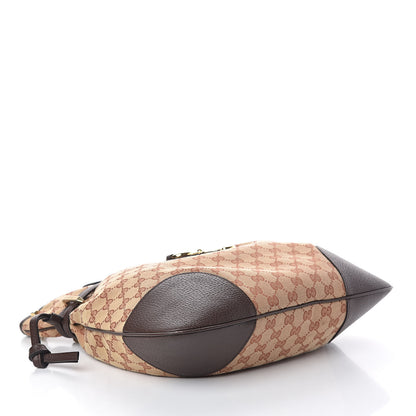 Gucci Monogram Textured Dollar Calfskin Horsebit 1955 Cinch Top Messenger Bag Beige Ebony Cocoa 4 of 9