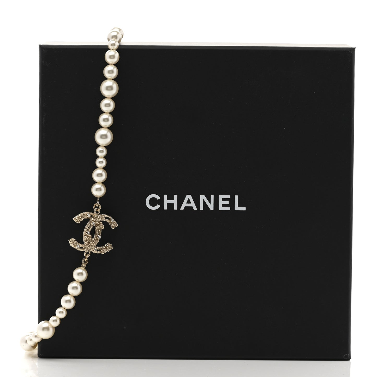 Pearl Crystal CC Choker Necklace Gold