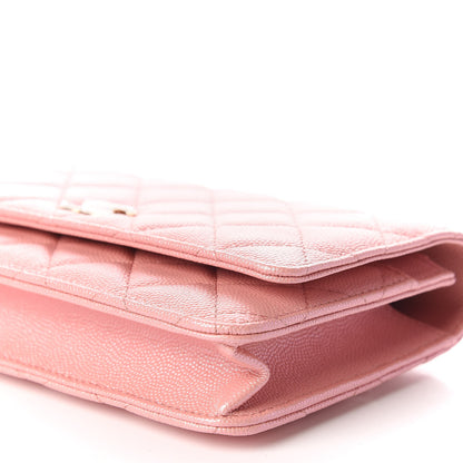 Chanel Iridescent Caviar Quilted Wallet on Chain WOC Rose Pink 7 of 10