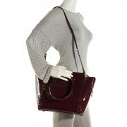 Valentino Garavani Patent Rockstud Double Handle Tote Rubin 2 of 16