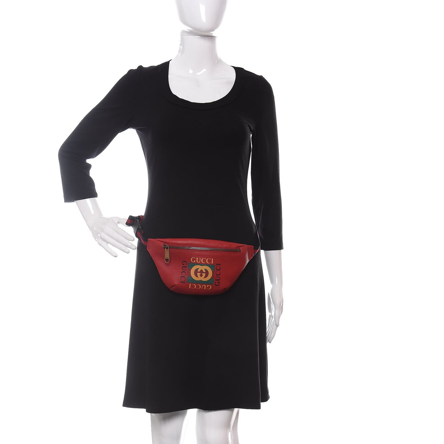 Grained Calfskin Small Logo Belt Bag Hibiscus Red