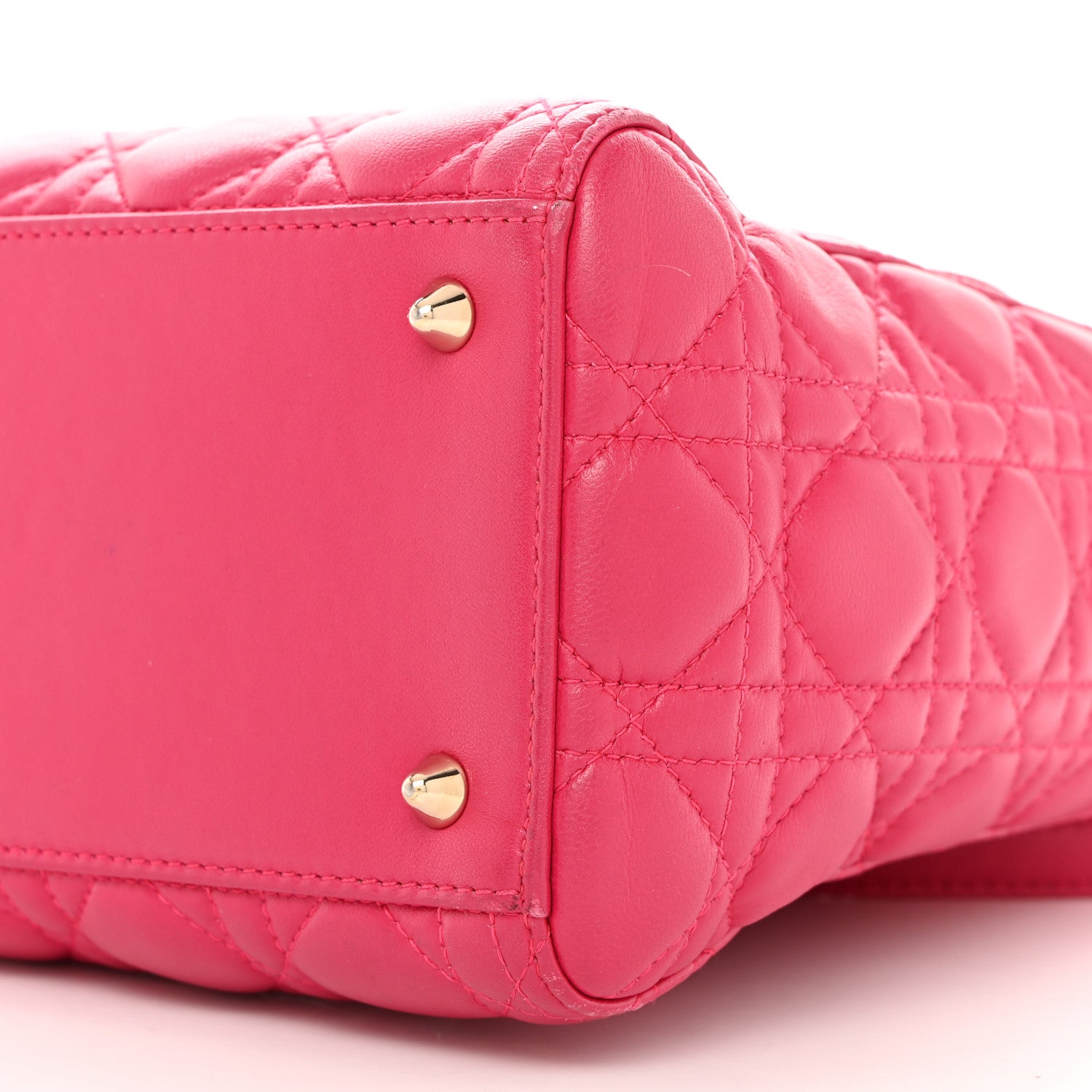 Christian Dior CHRISTIAN DIOR Lambskin Cannage Medium Lady Dior Fuchsia 10 of 12