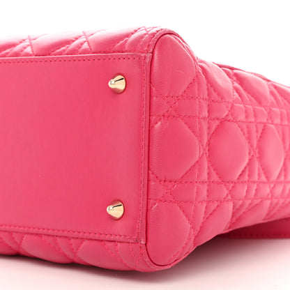 Christian Dior CHRISTIAN DIOR Lambskin Cannage Medium Lady Dior Fuchsia 10 of 12