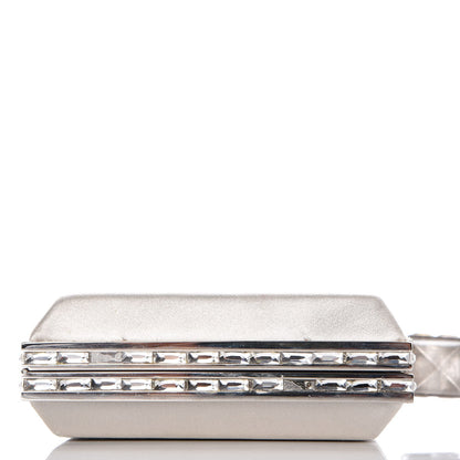 Judith Leiber Satin Crystal Framed Evening Clutch Silver 15 of 19