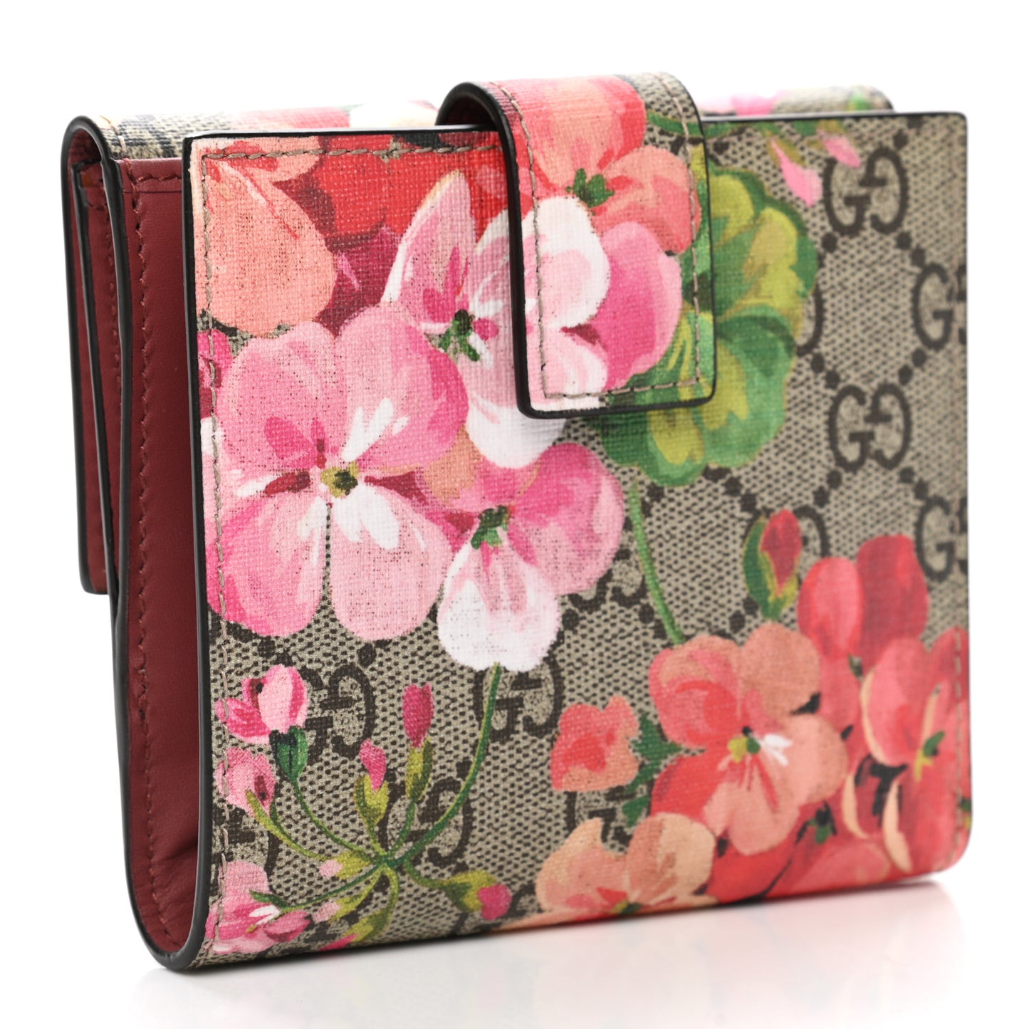 GG Supreme Monogram Blooms French Flap Wallet Beige Multicolor Dry Rose