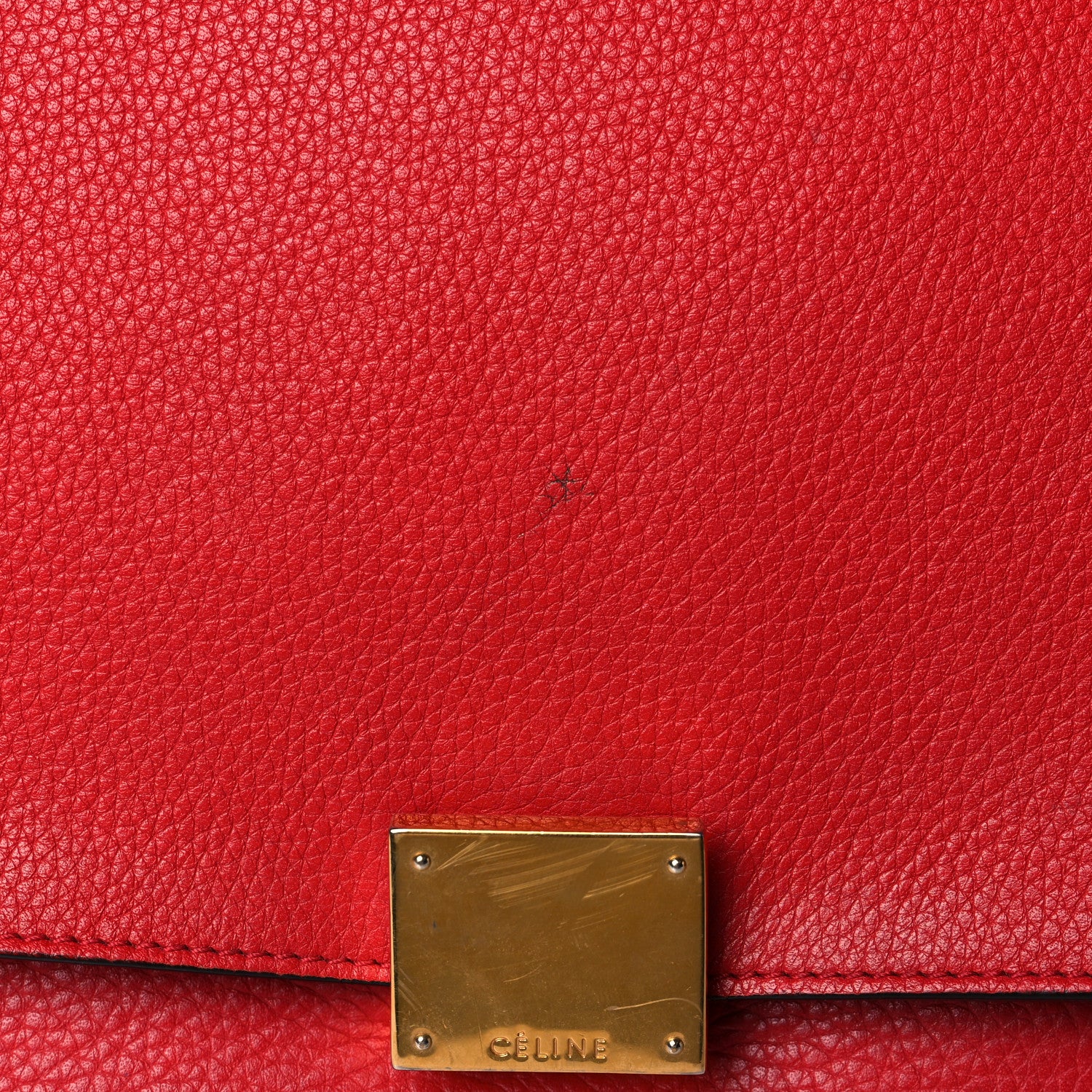 Celine Drummed Calfskin Suede Medium Trapeze Coquelicot 18 of 19