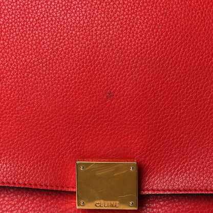 Celine Drummed Calfskin Suede Medium Trapeze Coquelicot 18 of 19
