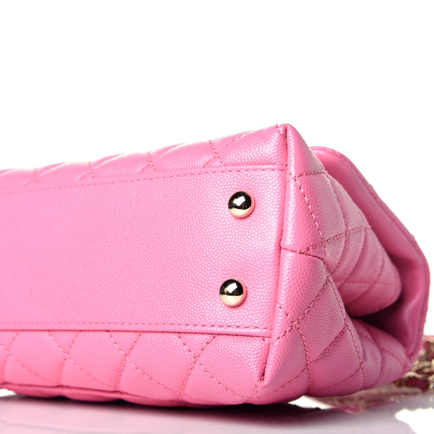 Caviar Lizard Embossed Quilted Mini Coco Handle Flap Pink