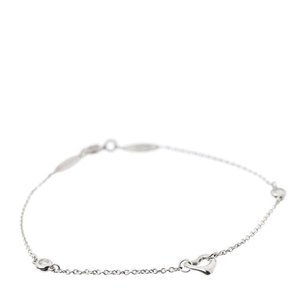 Tiffany Sterling Silver Diamond Elsa Peretti Diamonds by the Yard Open Heart Bracelet 1 of 8