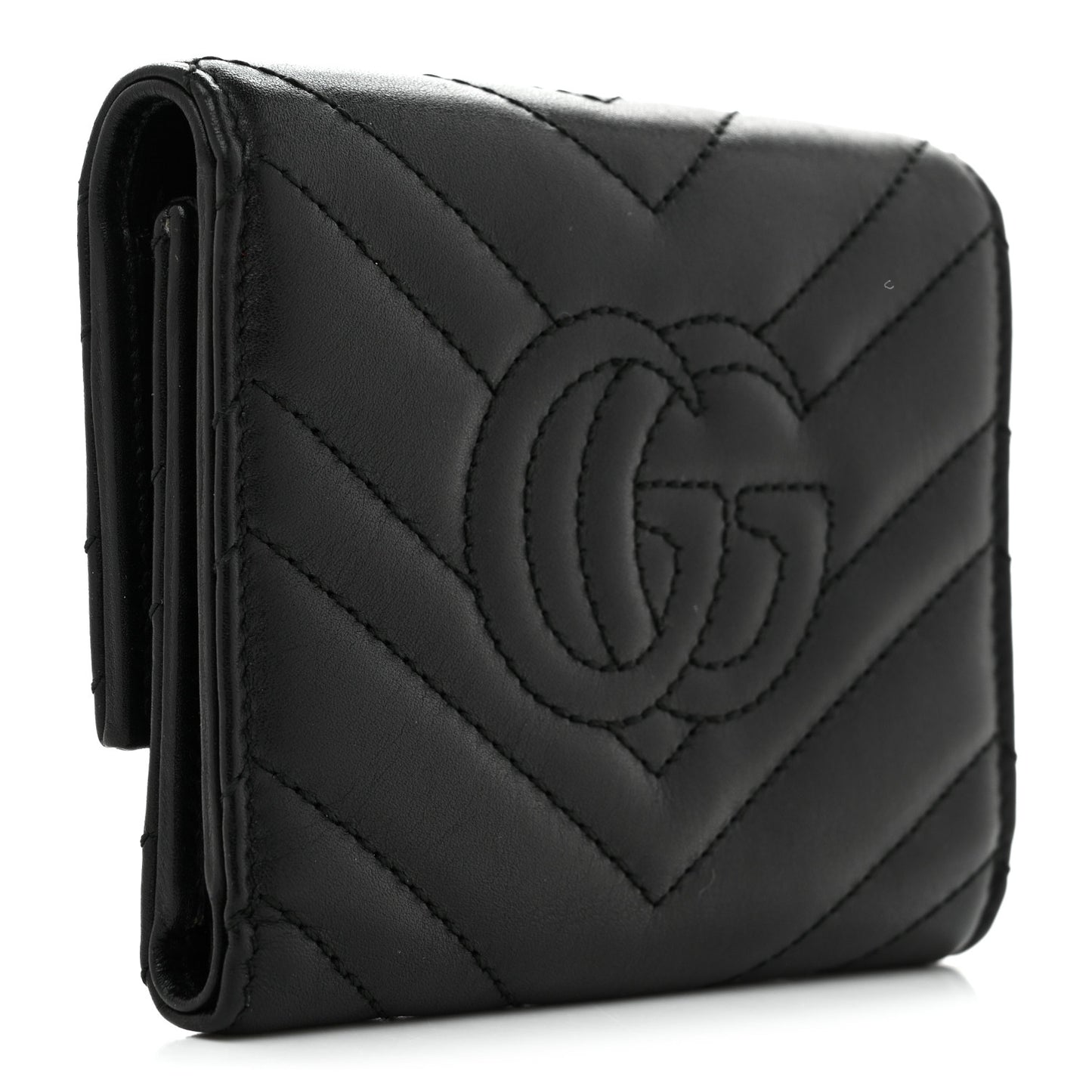 Calfskin Matelasse GG Marmont Wallet Black