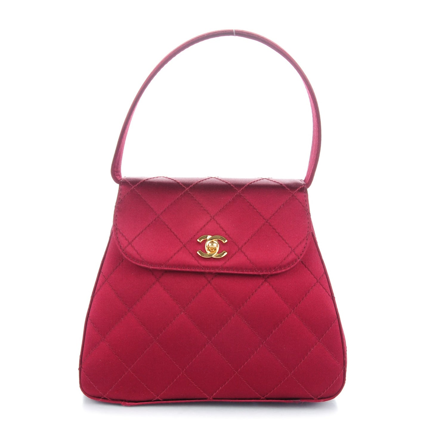 Satin Quilted Evening Bag Red