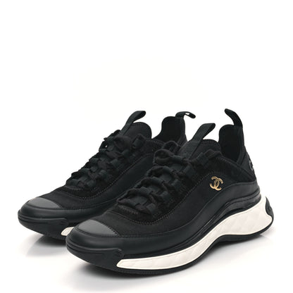 Chanel Velvet Calfskin Mixed Fibers CC Sneakers 39.5 Black 3 of 9