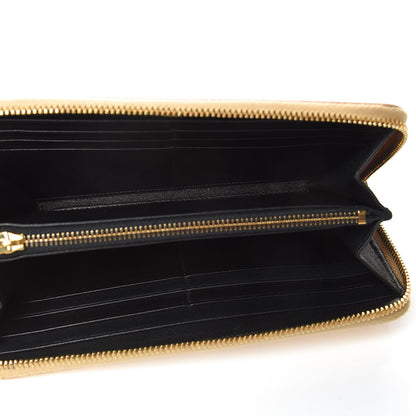 Saint Laurent Lizard Calfskin Embossed Monogram Zip Around Wallet Gold 5 of 8