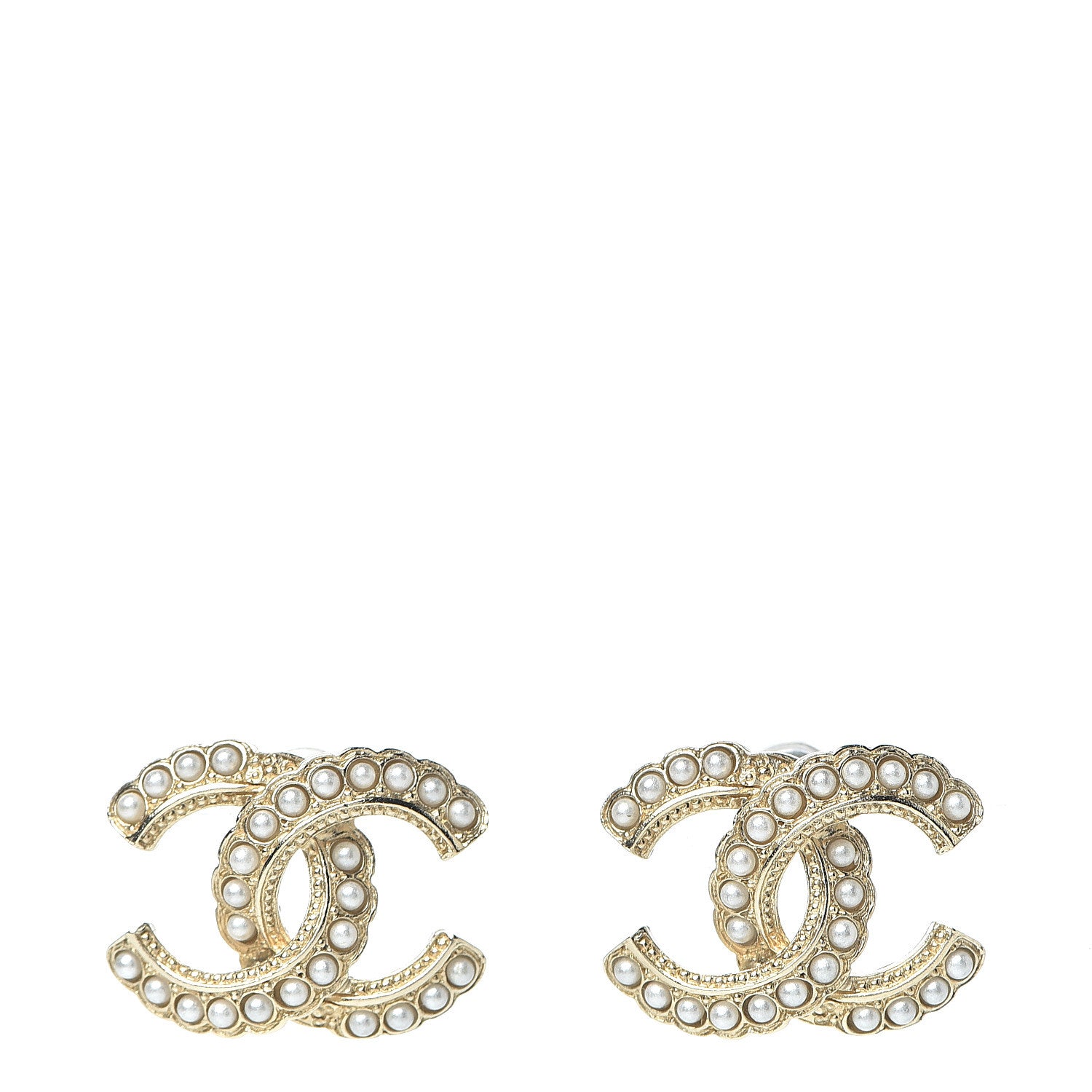 Chanel Pearl Queen of France CC Earrings Gold 1 of 5