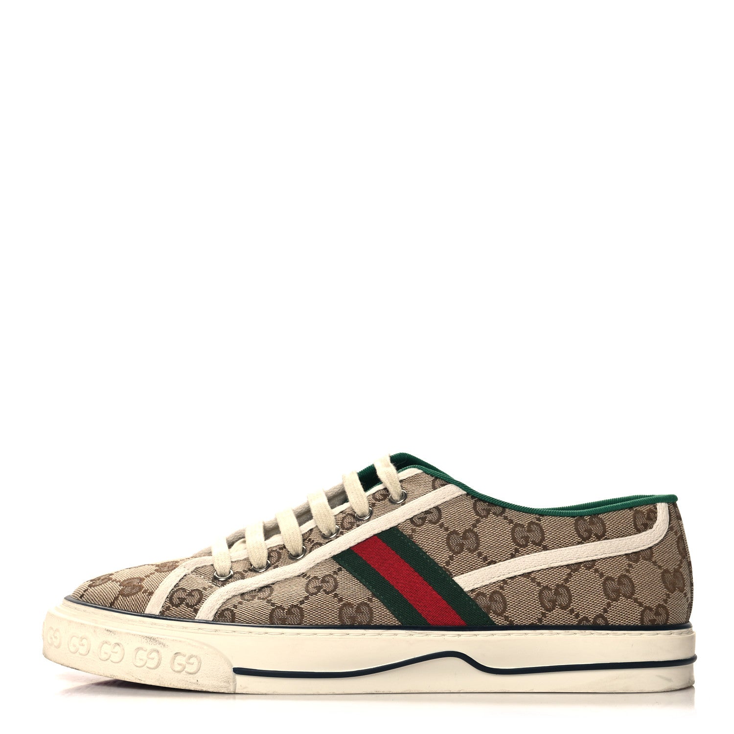 Gucci GG Monogram Web Mens 1977 Tennis Sneakers 10.5 Beige Ebony Mystic White 1 of 8