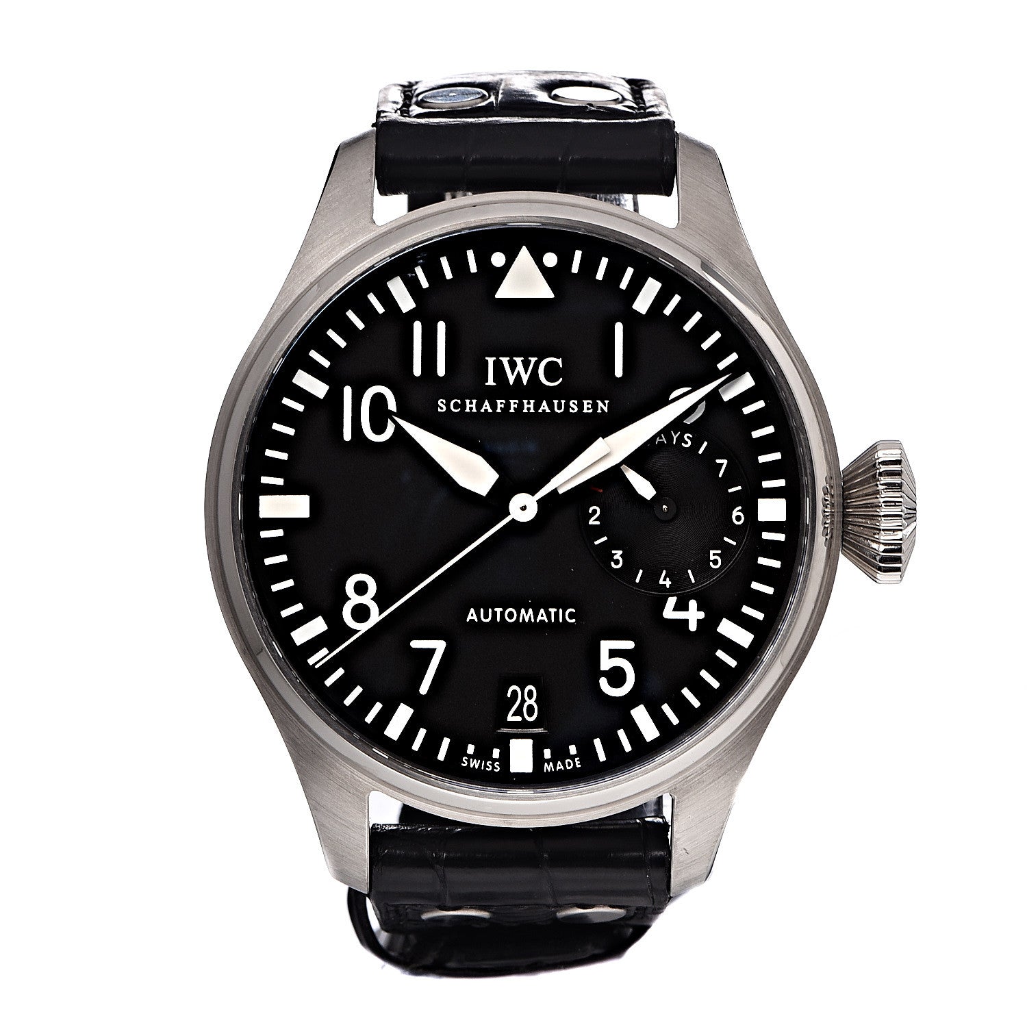 IWC Stainless Steel Alligator 46.2mm Schaffhausen Pilot Automatic Watch Black IW501001 1 of 6