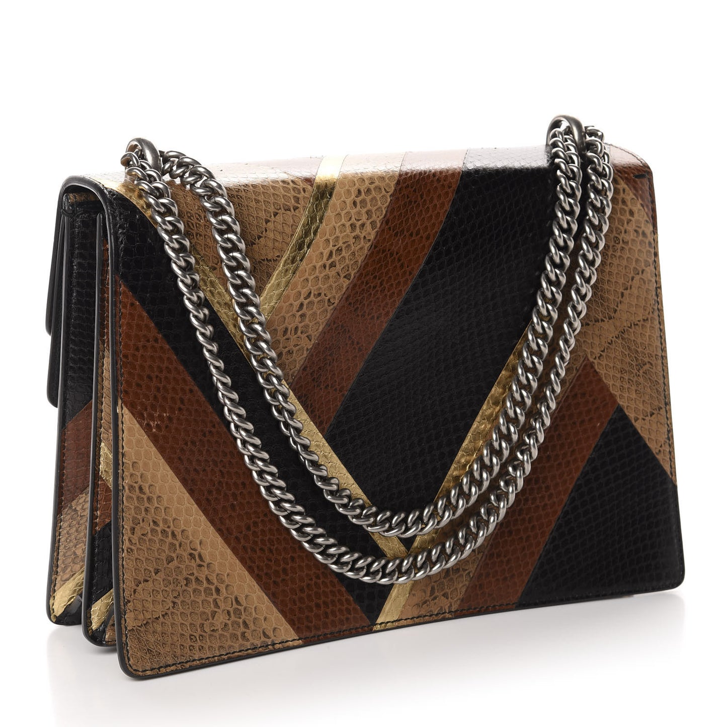 Ayers Snakeskin Chevron Medium Dionysus Shoulder Bag Multicolor