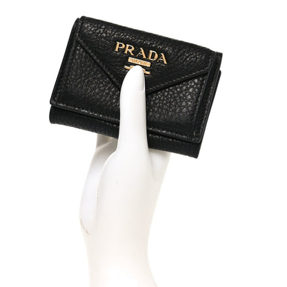 Prada Vitello Grain Small Tri-Fold Wallet Black 2 of 7