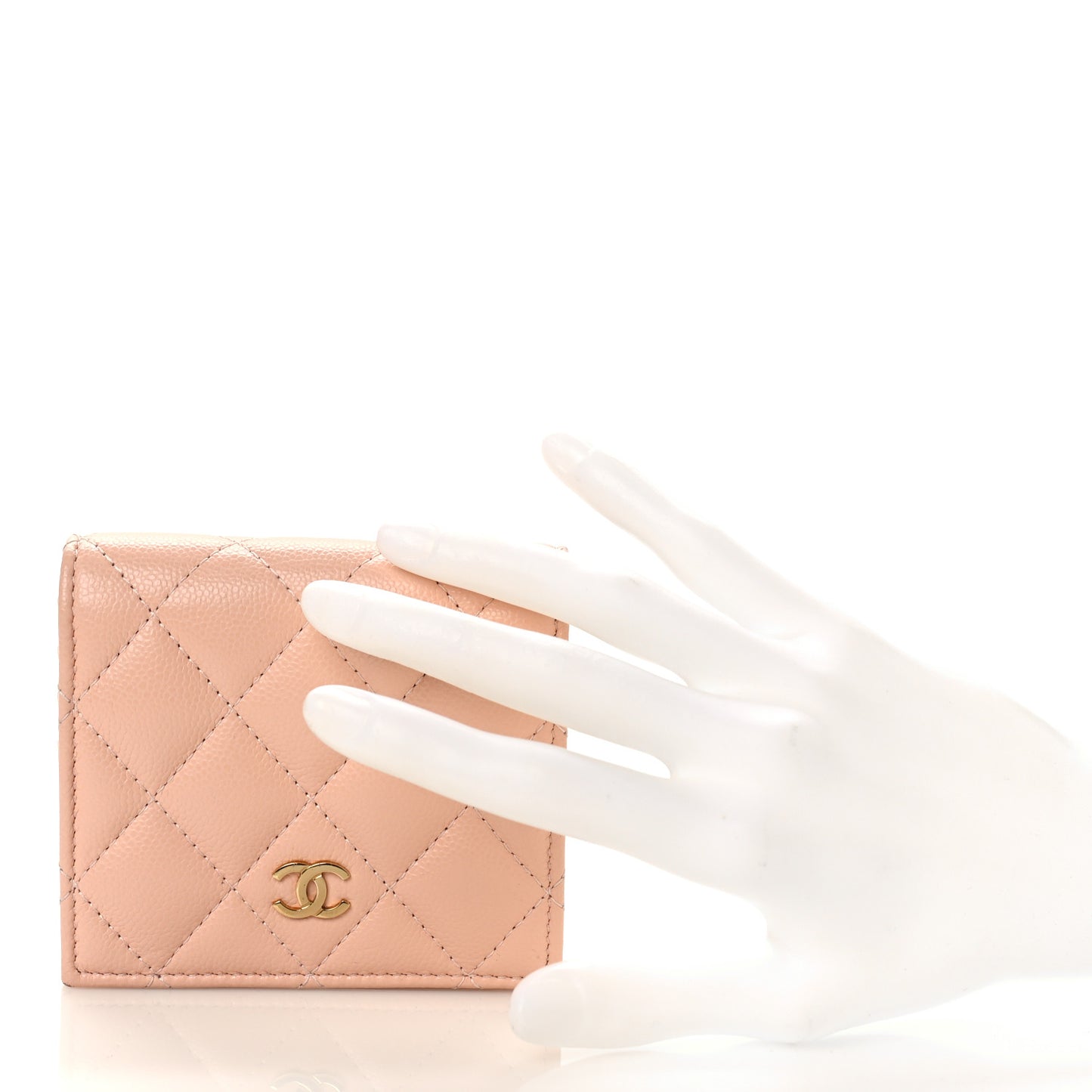Caviar Quilted Compact Bifold Wallet Pink