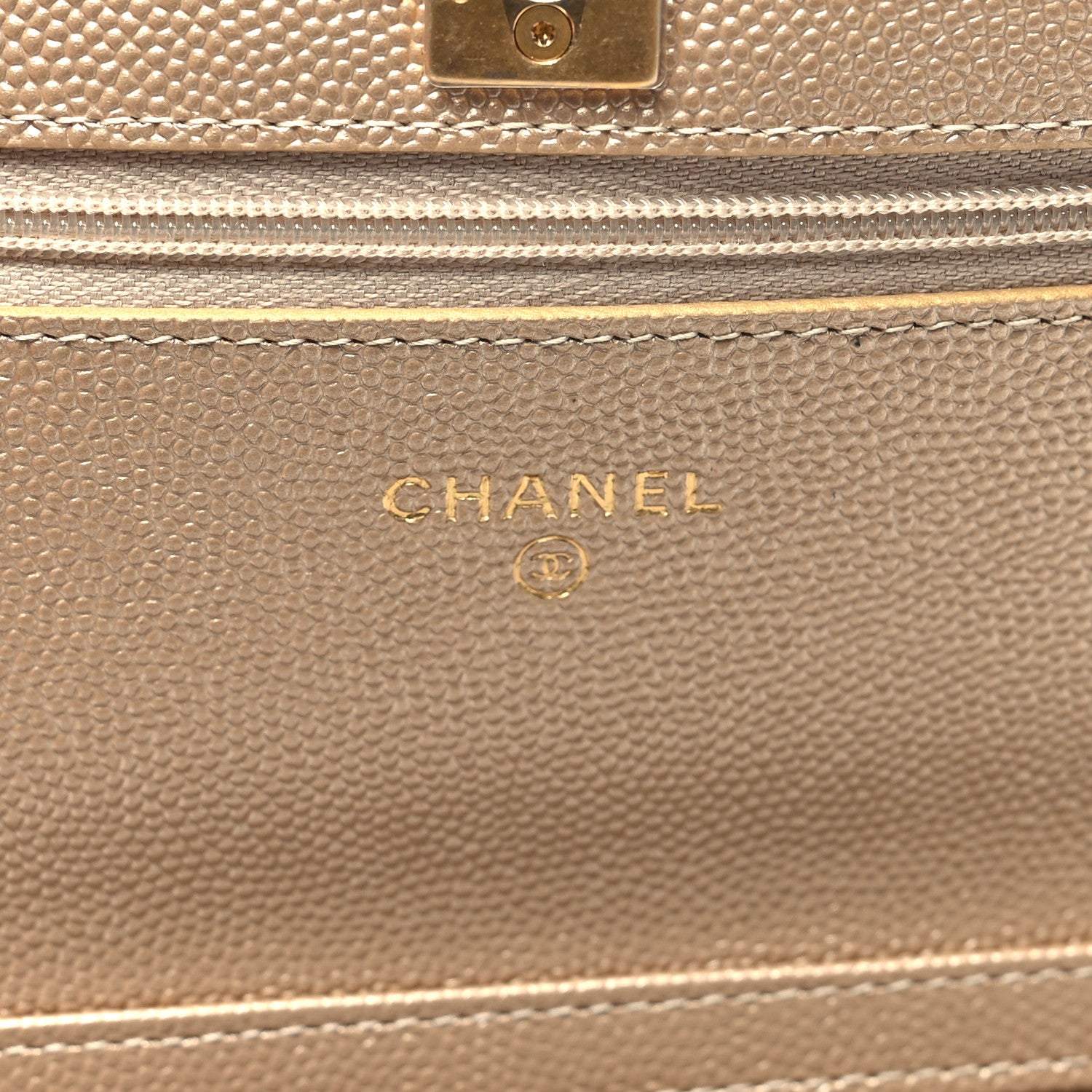 Chanel Metallic Caviar Quilted Wallet On Chain WOC Gold 6 of 12