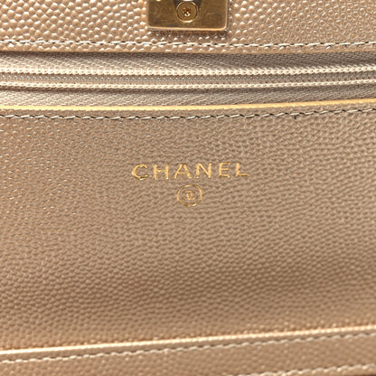 Chanel Metallic Caviar Quilted Wallet On Chain WOC Gold 6 of 12