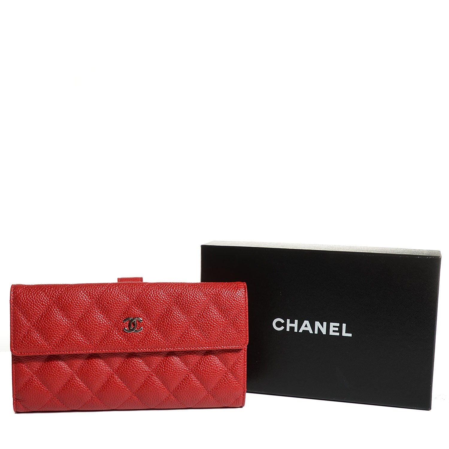 Chanel Caviar Quilted Long Flap Wallet Red 5 of 9