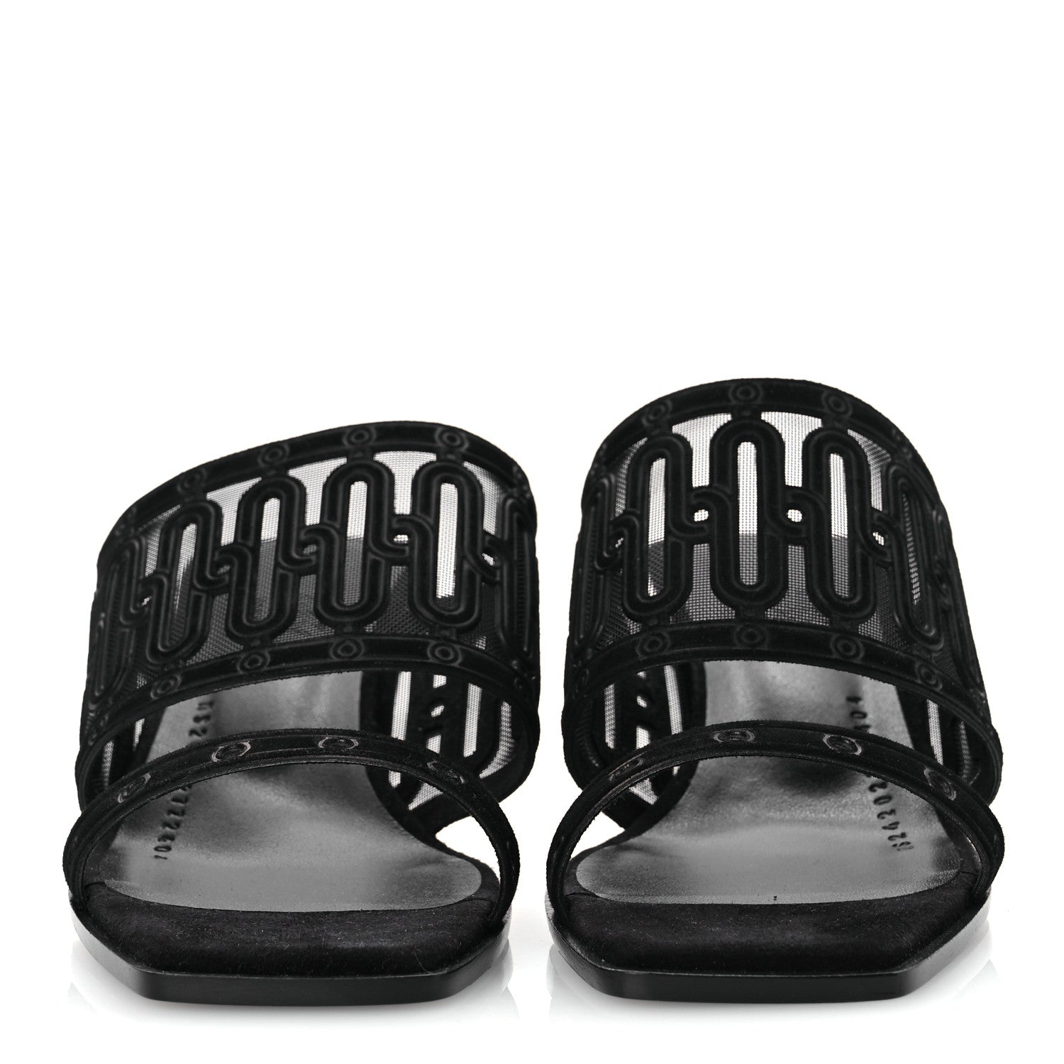 Hermes Suede Goatskin Mesh Joia 55 Mule Sandals 36 Black 3 of 11