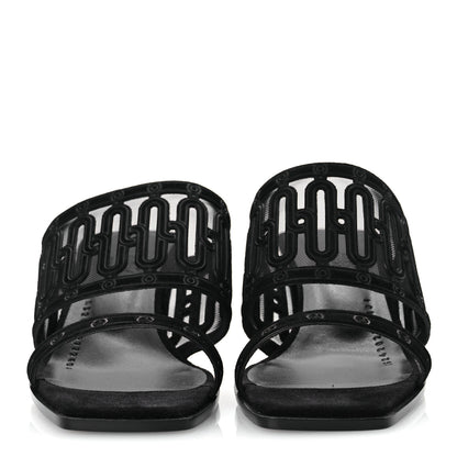 Hermes Suede Goatskin Mesh Joia 55 Mule Sandals 36 Black 3 of 11