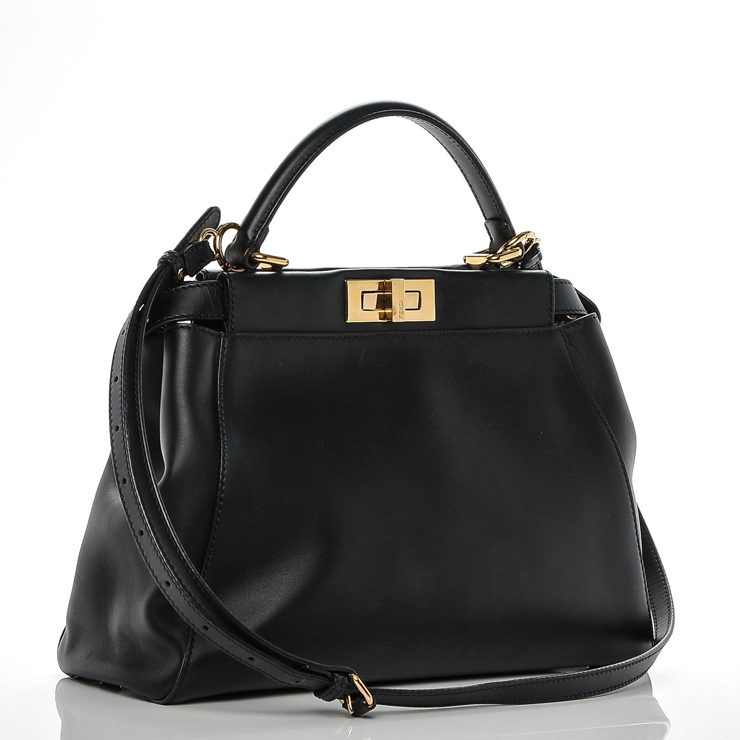 Fendi Vitello Morgan Fabric Jacquard Pequin Medium Peekaboo Iconic Satchel Black Tobacco 3 of 6