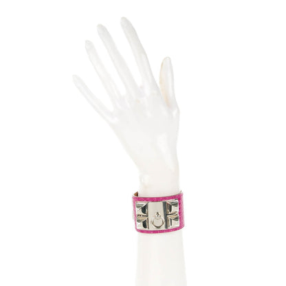 Hermes Shiny Alligator Collier De Chien CDC Bracelet Fuchsia 2 of 7