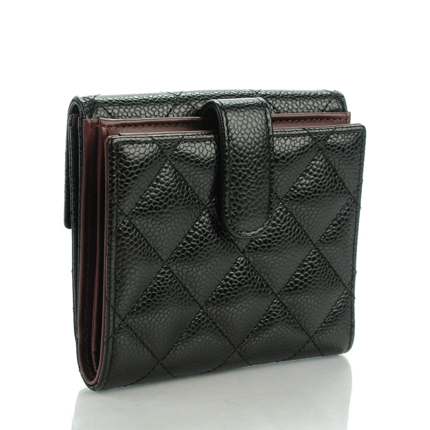 Caviar Quilted Compact French Flap Wallet