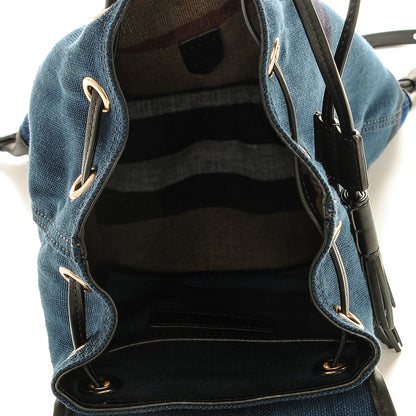 Burberry Overdyed Canvas Mega Check Medium Chiltern Backpack Ultramarine Blue 5 of 6