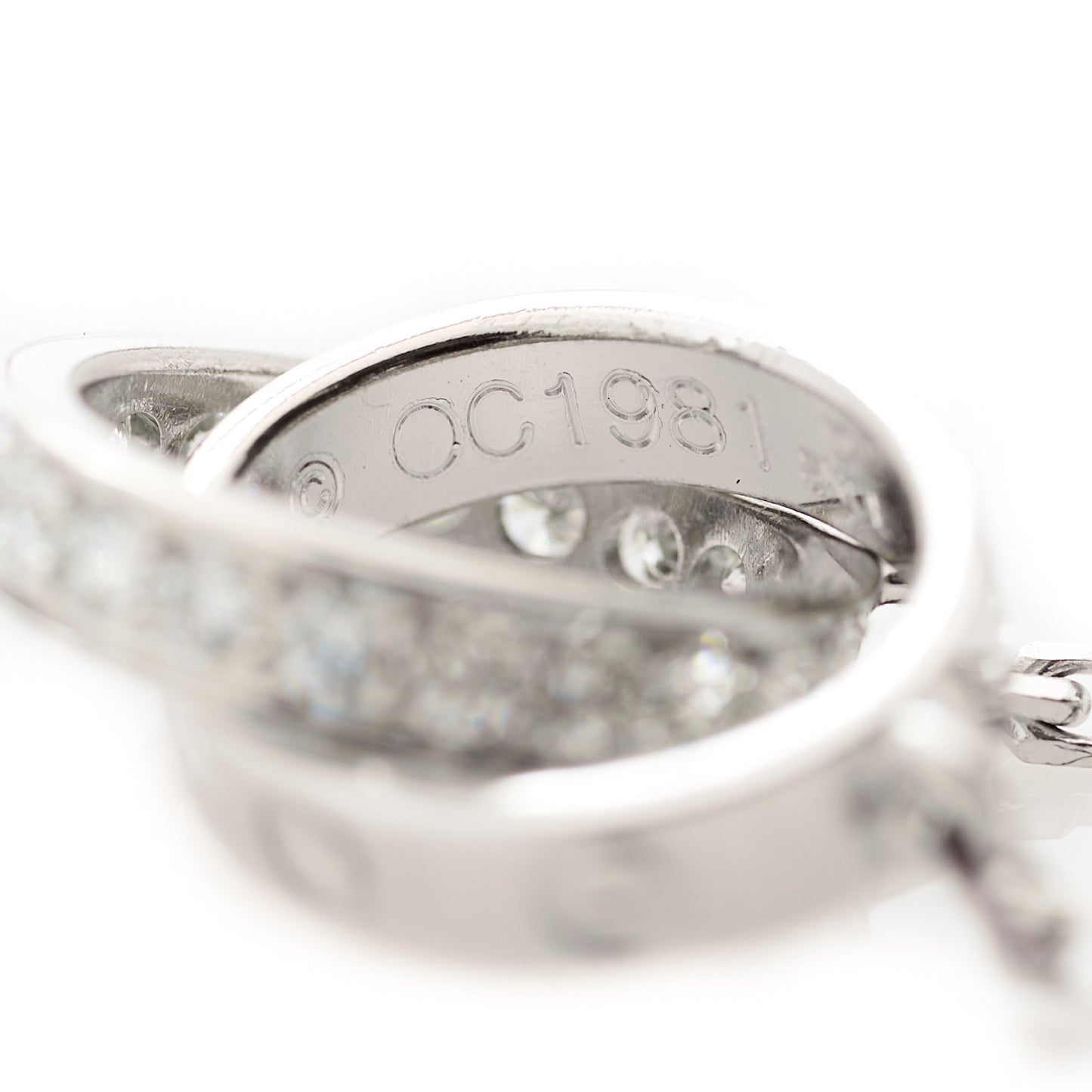 18K White Gold Diamond Interlocking LOVE Necklace