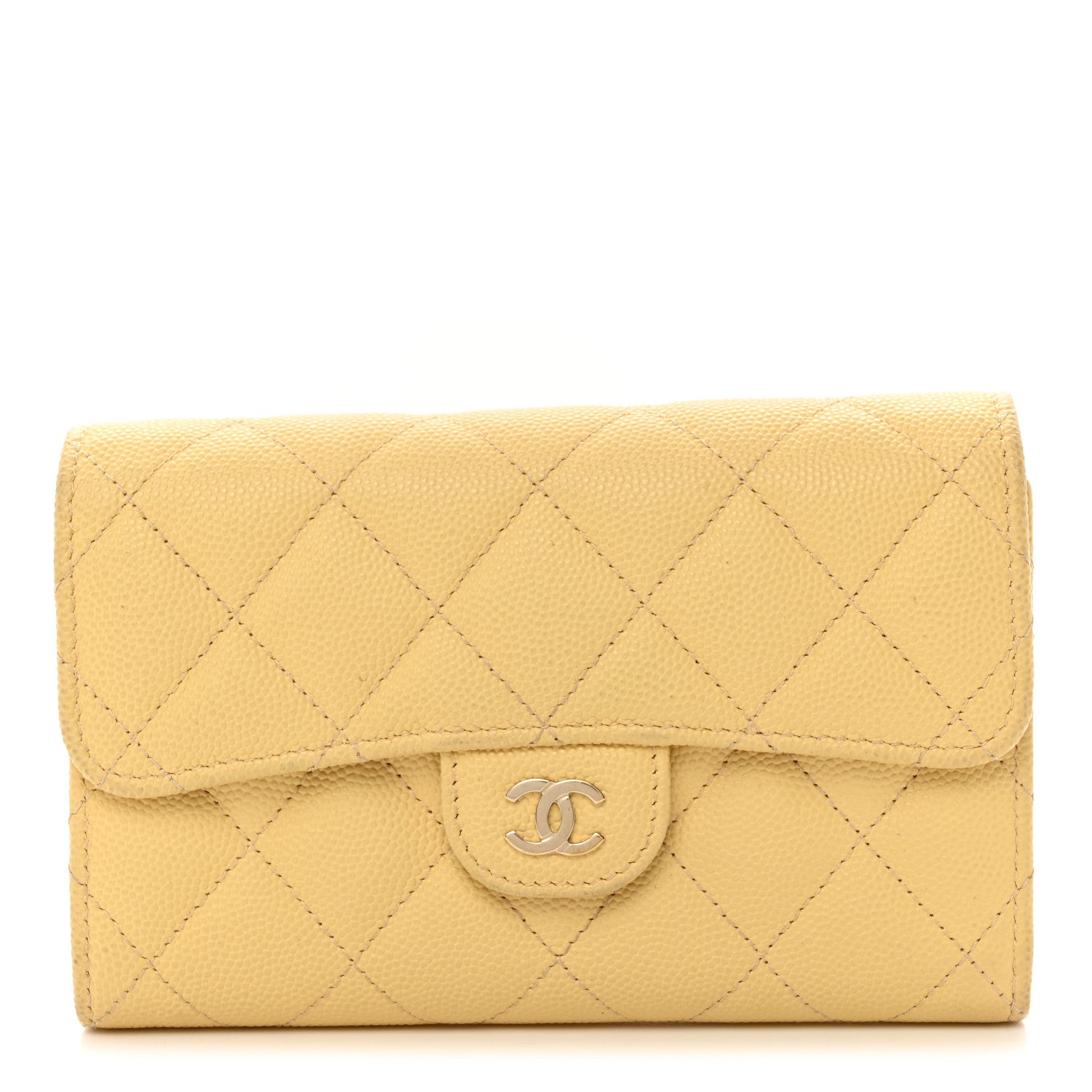 Chanel Caviar Quilted Medium Flap Wallet Light Yellow 1 of 9