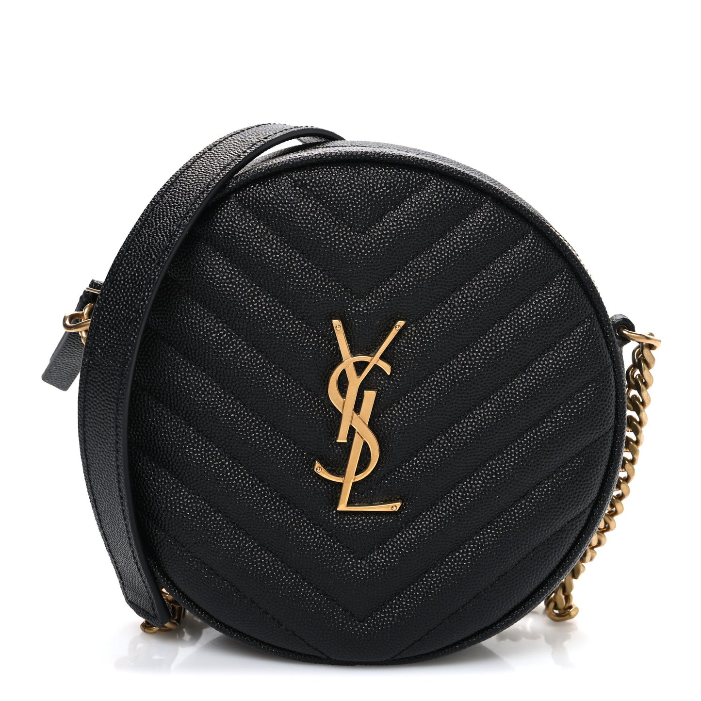 Grain De Poudre Matelasse Chevron Quilted Round Vinyle Camera Bag Black