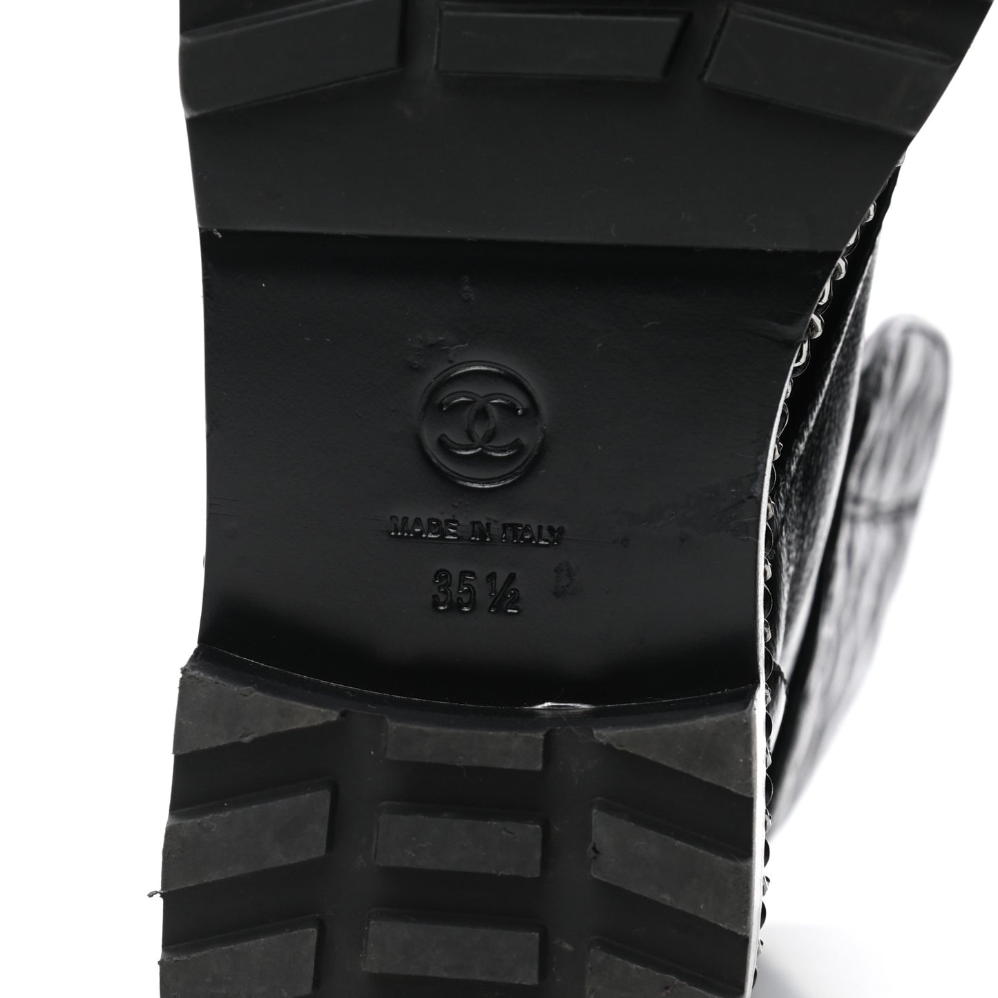 Crackled Calfskin Velvet Pearl Combat Boots 35.5 Black