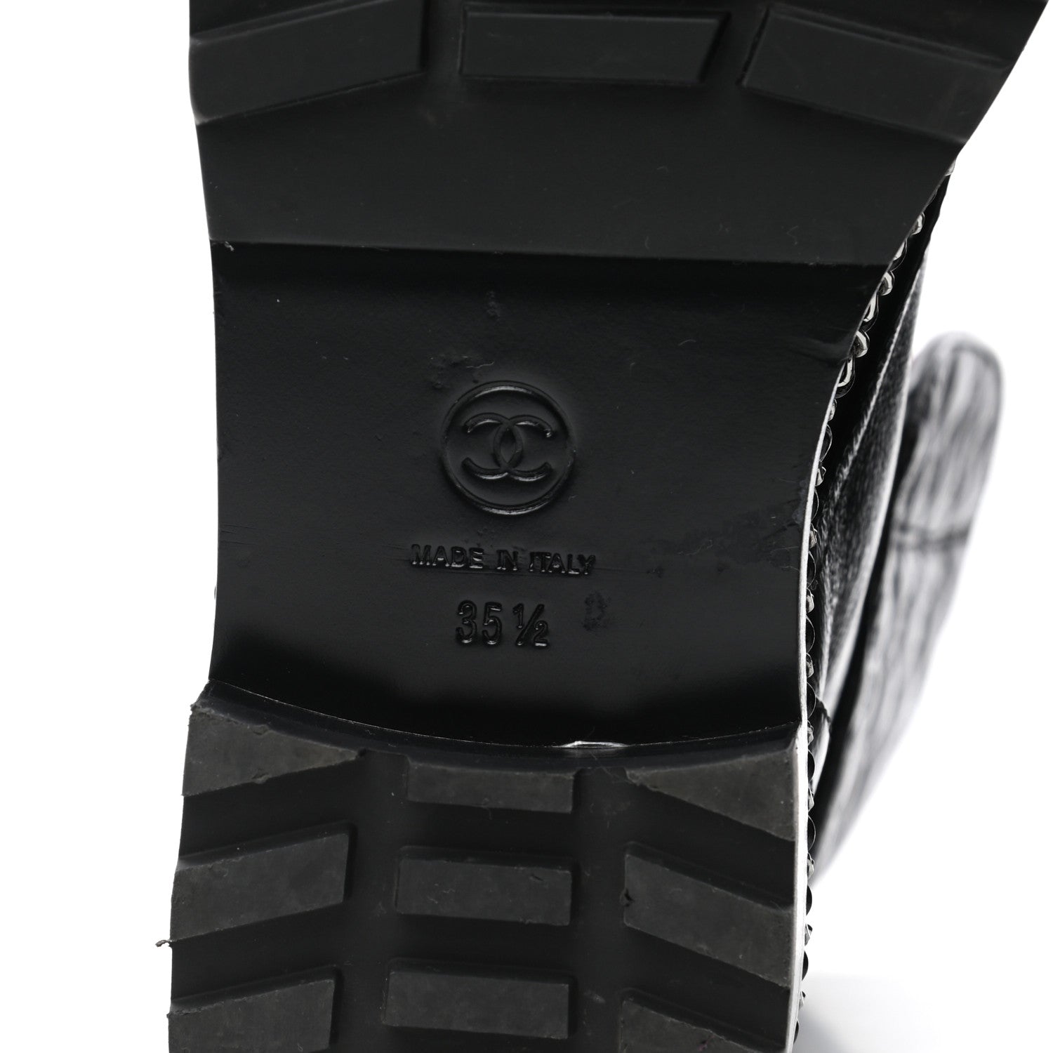 Chanel Crackled Calfskin Velvet Pearl Combat Boots 35.5 Black 6 of 8
